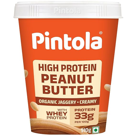 Pintola HIGH Protein Peanut Butter (ORGANIC JAGGERY) (Creamy, 510g)