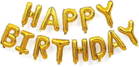16 Inch Gold Happy Birthday Balloons Banner, Aluminum Foil Letters Happy Birthday Balloon for Birthday Decorations Party Supplies
