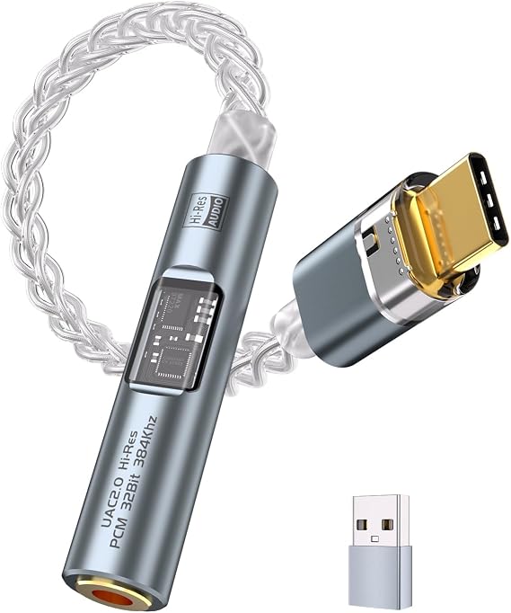 USB C to 3.5mm Adapter with Dual Chip CX31993 MAX97220 DAC Amplifier