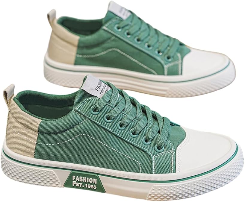 Men's Canvas Sneakers Breathable Low-Top Lace-Up Shoes with Non-Slip Sole Casual Fashion Shoes for Men