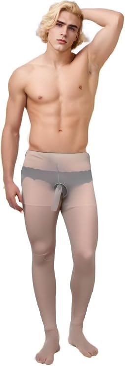 Mens Ultra Sheer Pantyhose Seamless Pantyhose 10D Mens Nude Underwear Male Stockings Lingerie Halloween Cosplay