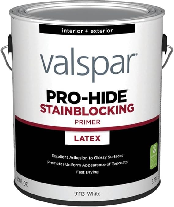 Valspar 91113 White Pro-Hide Interior/Exterior Stainblocking Bonding Primer, 1 Gallon