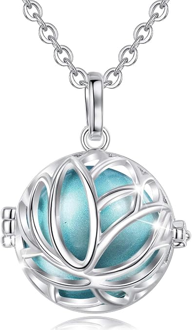 AEONSLOVE Pregnancy Necklace Lotus Long Harmony Ball Pendant Necklaces Chime Ball Music Wishing Jewelry Pregnancy Gifts for Women Maternity Mum
