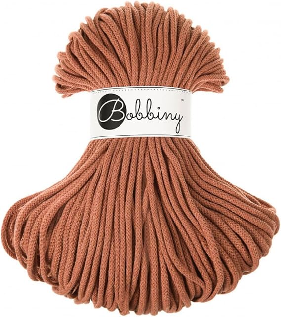 Bobbiny Premium 5mm Braided Macrame Cord (Terracotta) 108yds/330ft (100% Recycled Cotton)