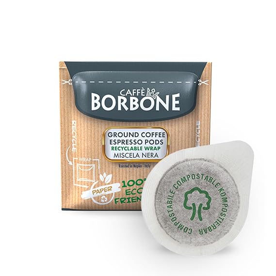 Caffe Borbone Espresso Pods, Miscela Nera Black Blend, Dark Roast ESE Pods - 50 Count