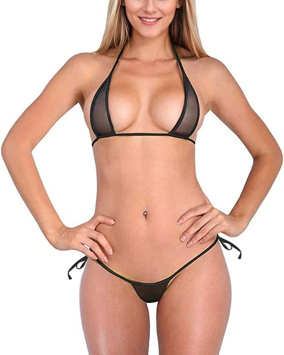 Sheer Micro Bikini Extreme Slutty, Halter Micro Bikini Sets for Women
