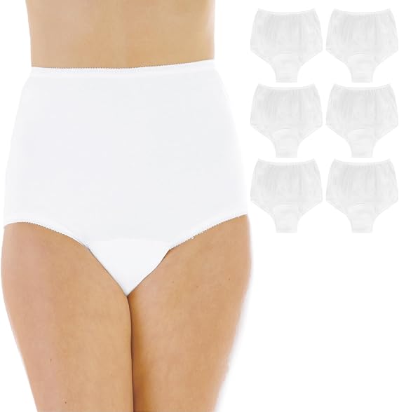 Wearever Women's Cotton Comfort Incontinence Panties for Bladder Control with Regular Absorbency - Reusable & Washable Leak Proof Underwear 150 ml (Pack of 6) (White) (7X) (Fits Hip Sizes: 59-61")