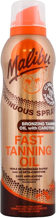 Malibu Sun Continuous Dry Oil Spray for Tanning, 175ml