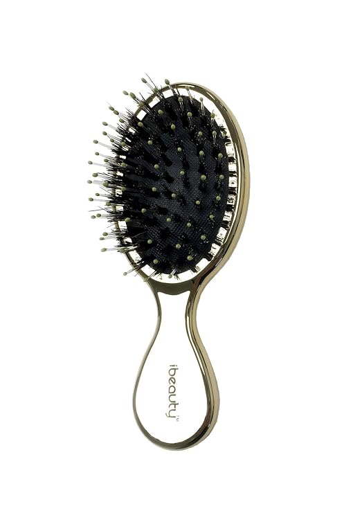 iBeautyTM Mini Hair Brush - Porcupine Bristles - Travel Brush (2050 gold)