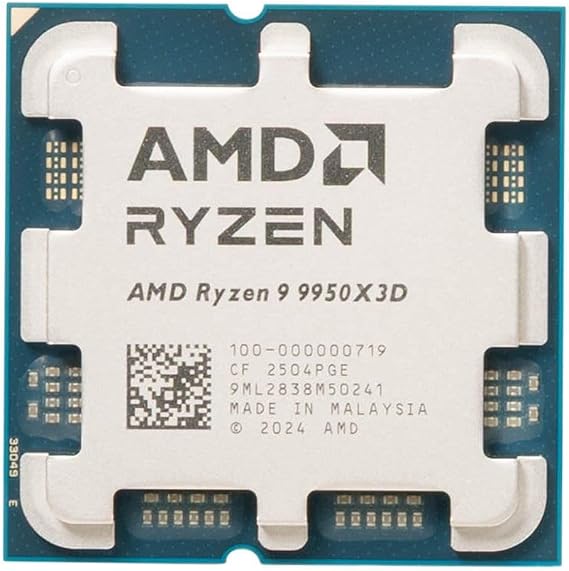 AMD 9 9950X3D Desktop Processor: 16 Cores, 32 Threads, 128MB L3 Cache, 5.7 GHz Boost, Zen 5 architecture, 2nd Gen 3D V-Cache, AM5 socket support; Gaming and Creator CPU. (OEM Tray Version)