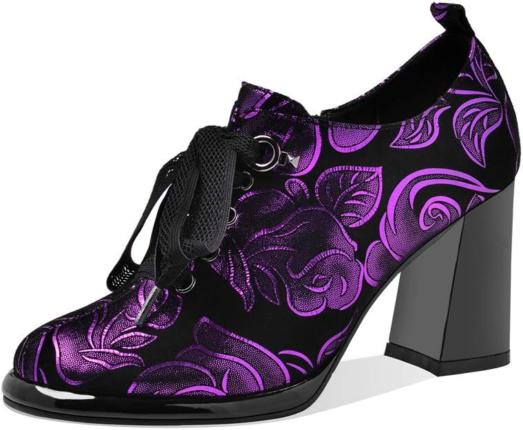 TinaCus Women's Printed Suede Leather Platform Pumps