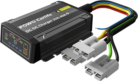 40A in-Vehicle DC to DC Charger with MPPT IP68 Waterproof 12V Battery Charger, Solar and Alternator Dual Input for AGM, Gel, Cal, STD, Lithium LiFePO4