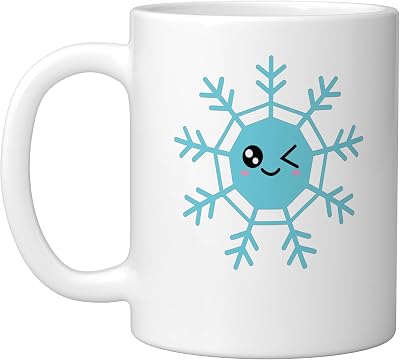 Snowflake winks in Winter Ceramic Mug, White