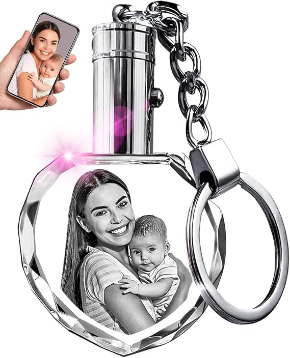 ArtPix 3D Crystal Photo Keychain - Personalized Custom Picture Keepsake