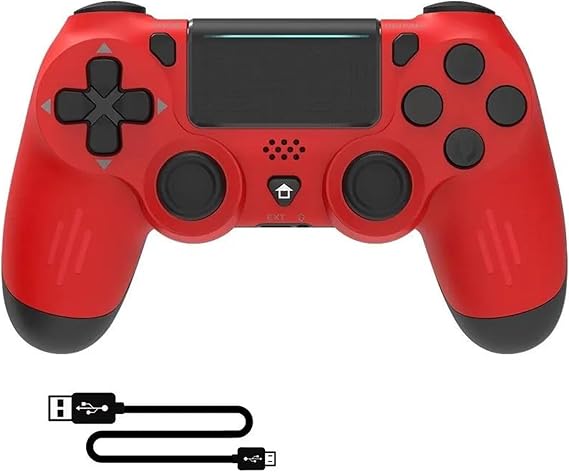 PCコントローラー モーションコントロール に適合する PS4/Slim/Pro用Bluetooth対応ゲームコントローラー、PC用ワイヤレスゲームパッド、IOS/Android用デュアル振動ジョイスティックRed