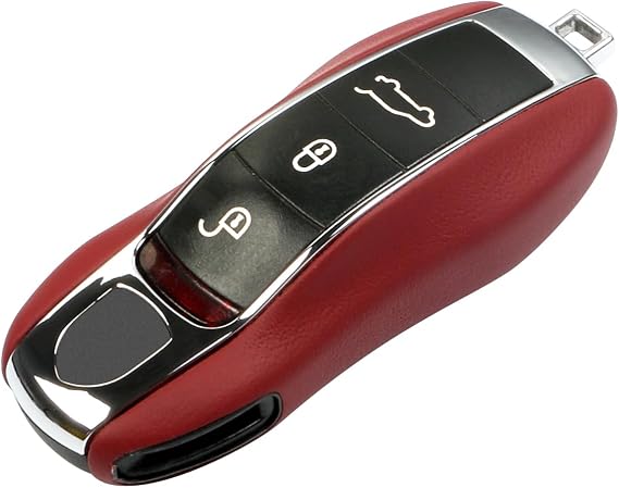 Leather Key Case Key Cover for Porsche Macan(Bordeaux Red)