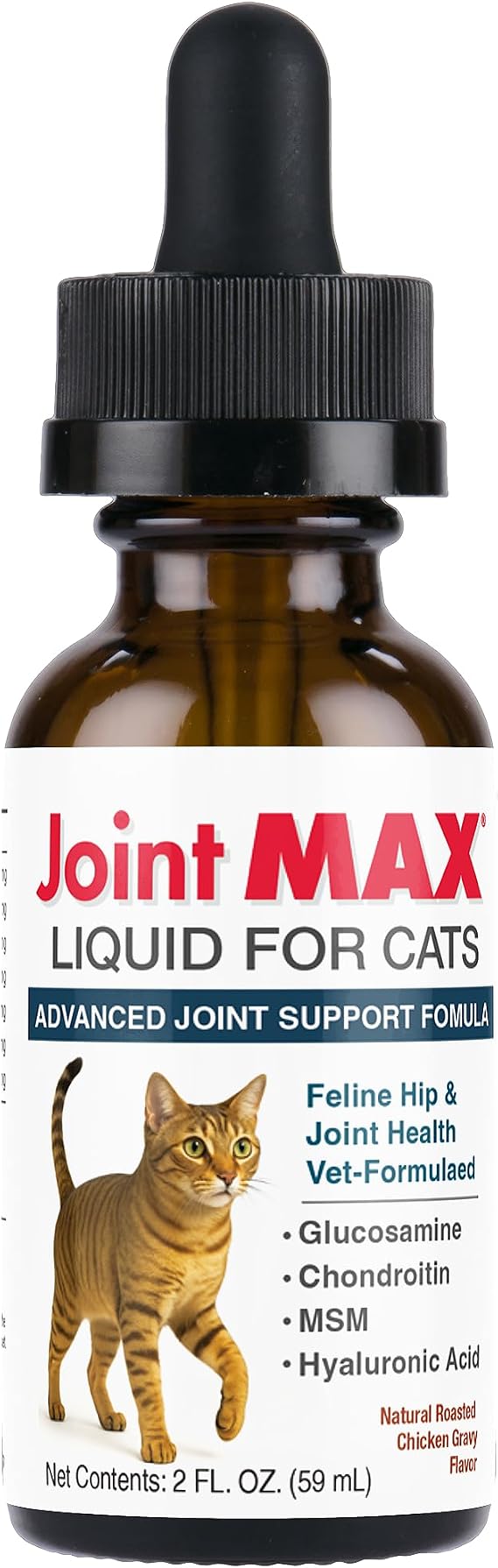 Liquid for Cats Joint & Mobility Support Supplement with Glucosamine, MSM, Chondroitin, Omega-3 Helps Ease Stiffness & Discomfort 2 fl oz Made in USA NASC Certified