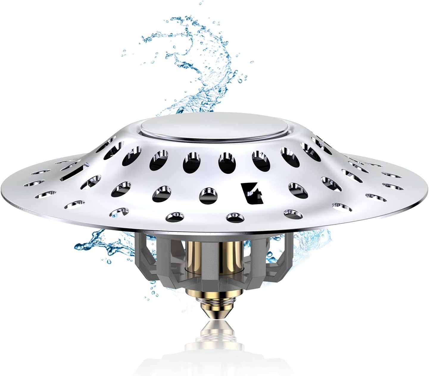 KKDFTU® 2 in 1 Bathtub Stopper & Drain Hair Catcher, Anti-Rust Tub Stopper with Dual Filtration Design, Pop-up Bathtub Drain Cover for 1.6-2.0" Drain Hole
