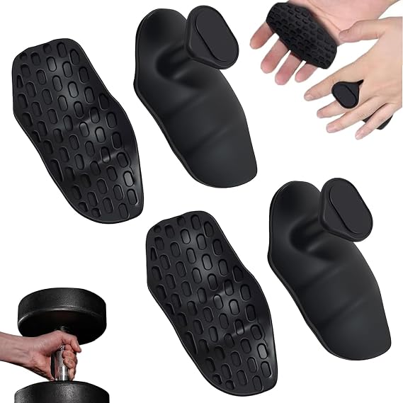 2Pair Silicone Gym Grips, Anti-Slip Weight Lifting Grips, Fingerless Workout Pads for Palm Protection, Pull Up Gripper Pads Gym Training and Exercise for Men and Women, Palm Protection, Black
