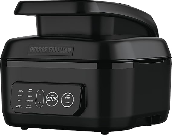 George Foreman Beyond GrillTM 7-in-1 Electric Indoor Grill with Air Fry Technology, MCAFD800D, Black, Large