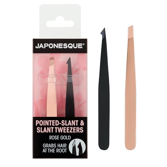 JAPONESQUE Tweezers Set 2 Pack; Precision Slant Tip & Pointed-Slant Tip