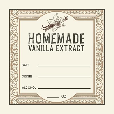 12 Vanilla Extract Labels for Homemade Extract - Great for Gifts - 3x3 Square Sticker
