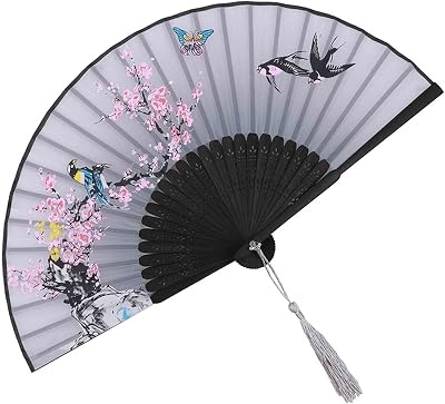 JONJUMP Chinese Style Folding Fan Silk Hand Fan Wedding Party Dance Decoration Home Decor Ornaments Japanese Retro Crafts