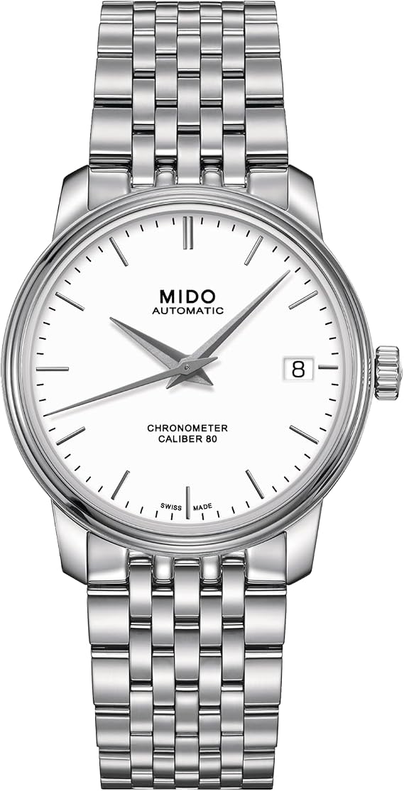 MIDO Baroncelli Chronometer Silicon Lady - Swiss Automatic Watch for Women - White Dial - Case 34mm - M0272081101100