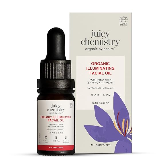 Juicy Chemistry - Organic & 100% Natural Facial Oil for Women with Moisturizing Skin Repair w/Saffron & Red Raspberry (10ml)