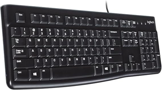 Logitech K120 USB Wired Keyboard, With Numerical Keypad, Liquid Spill Resistant, Turkish Q Keyboard, Black