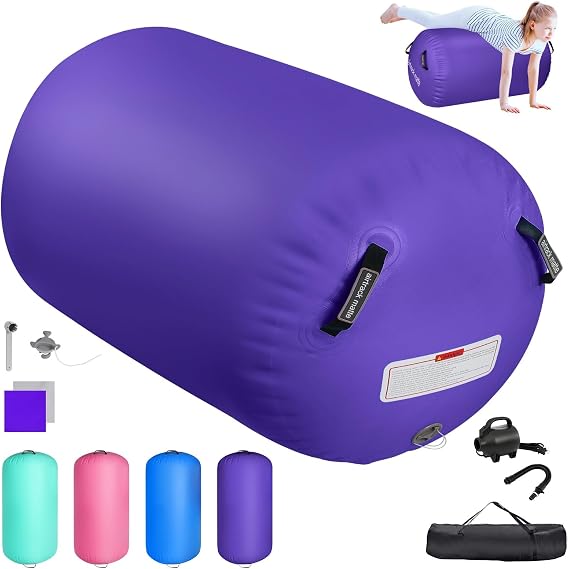Air Roller Inflatable Tumbling Gymnastics Mat Air Roll Barrel Tumble, 100/120cm Yoga Gymnastics Fitness Roll