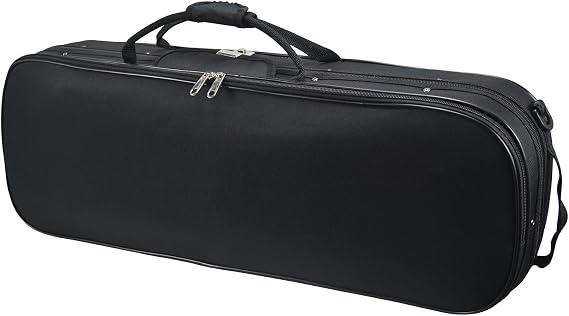 4/4 Full Size Violin Case, Lightweight Portable Carrying Bag, Oblong Professional Hard Case with Shoulder Straps, Plush Lining for Students & Players, Black & Beige