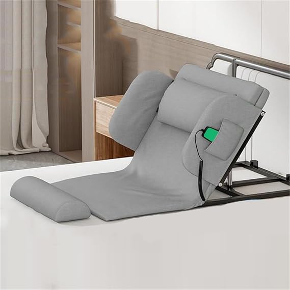 Adjustable Power Lifting Bed Backrest, Sit-Up Back Rest Chair,Electric Power Lifting Adjustable Bed Back Rest,Removeable Bedrails with Pocket, 220Lbs Capacity