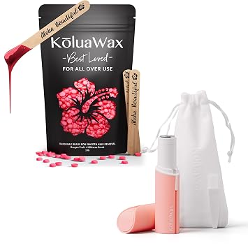 KoluaWax Hard Wax Beads for Hair Removal and Face Razor for Women - Coarse Hair Formula Face, Brazilian, Underarm, Back Chest, Bikini Waxing - Shaver for Peach Fuzz, Eyebrow, Upper Lip & More