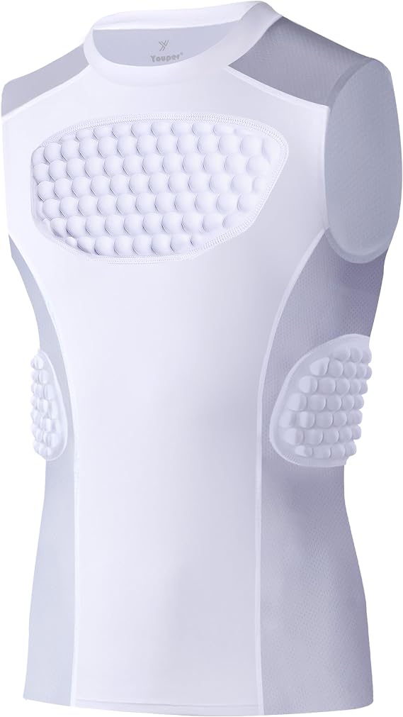 Youper Youth Padded Chest Protector Shirt, Heart-Guard/Sternum Protection for Baseball, Football, T Ball & Softball