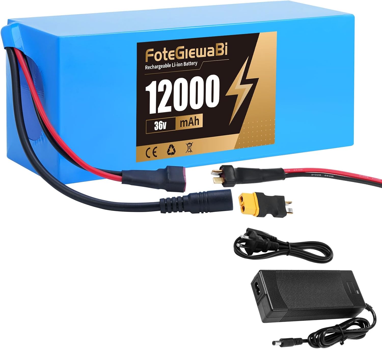36V Lithium Ion Ebike Battery 12AH, 36Volt Electric Bike Battery, Electric Bicycle Motor with Charger, for 200W - 500W