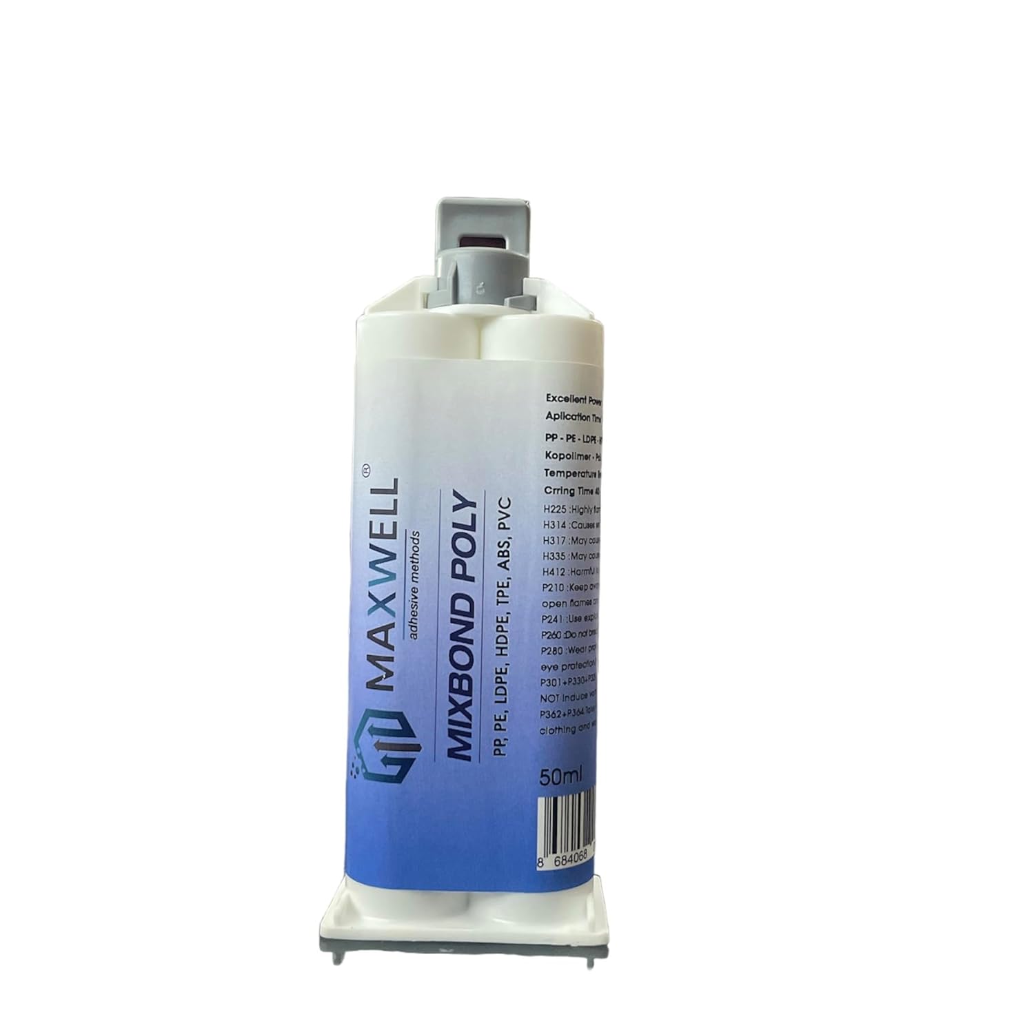 MAXWELL MIXBOND POLY 1:1 Karışım, PEPPTPE, Derlin vb. Plastikler ve Metal Yapıştırma İçin Yüksek Mukavemetli Yapıştırıcı, 50gr