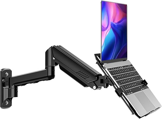 Laptop Wall Mount, 2-in-1 Monitor with Vented Tray Hold Max 22bls