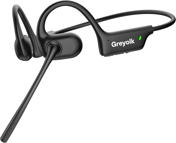 Open Ear Headphones with Mic, Bluetooth Headset with AI Noise Cancellation Microphone Air Conduction Headphones Bluetooth 5.4 Wireless Headset with Mic for Work Call Meeting Driving Sports(Black)
