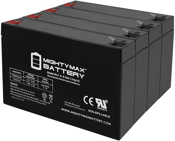Mighty Max Battery 6V 7Ah SLA Replacement Battery for Leoch DJW6-7.0 - 4 Pack