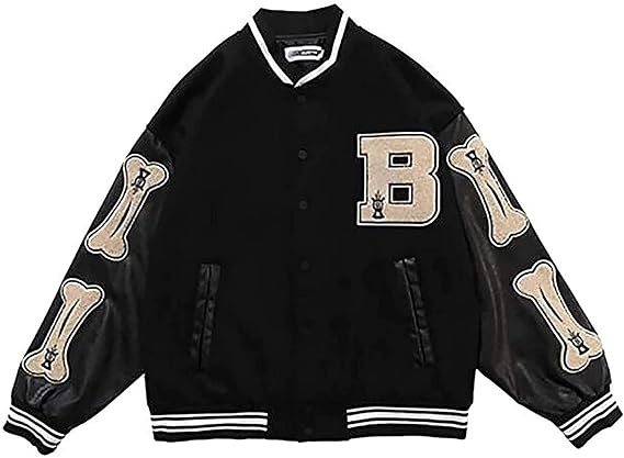 Varsity College Jacket for Men, Baseball Jackets, Hip Hop Jackets, Furry Bone Color Block Streetwear