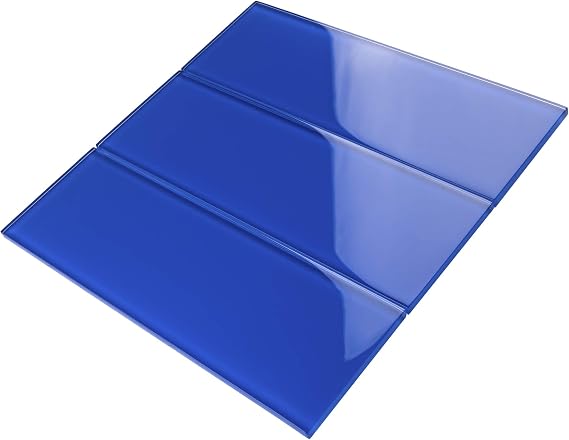 TCSBG-12 Electric Blue 4x12 Glass Subway Tile - Kitchen and Bathroom Backsplash Tile, Wall Tile (1 Box=10 sqt)