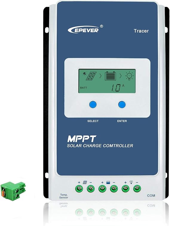 EPEVER MPPT Solar Charge Controller 10A 12V 24V Auto Common Negative Grounding LCD Display Solar Panel Charger Regulator for Gel Flooded Sealed LiFePO4 Lithium (Tracer1206AN-G3)