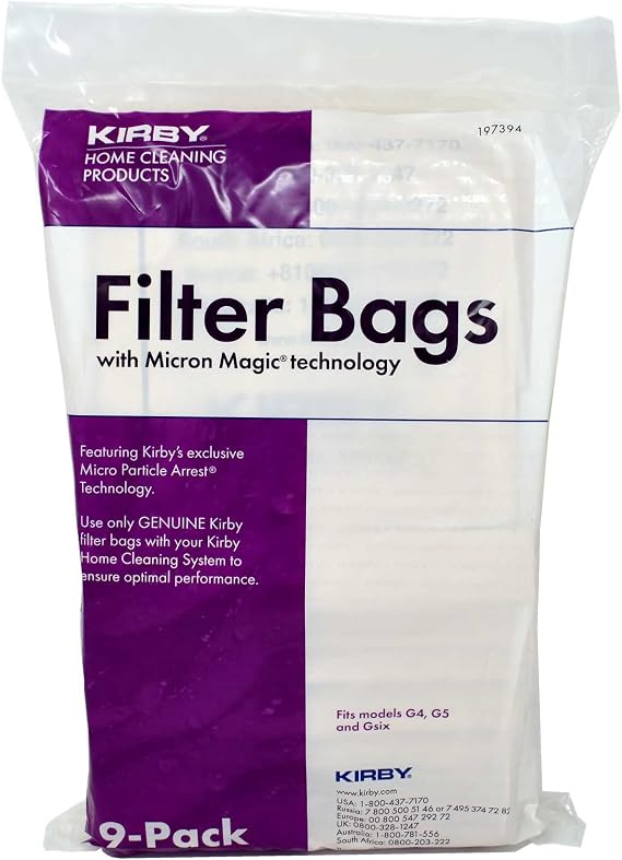 Kirby vac bags (9 count) for Models G4, G5 and Gsix