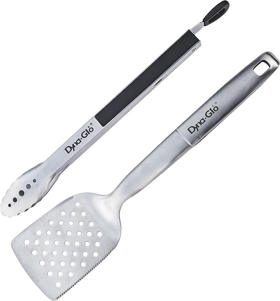 Dyna Glo 2PC Stainless Steel Set Spatula and Tongs