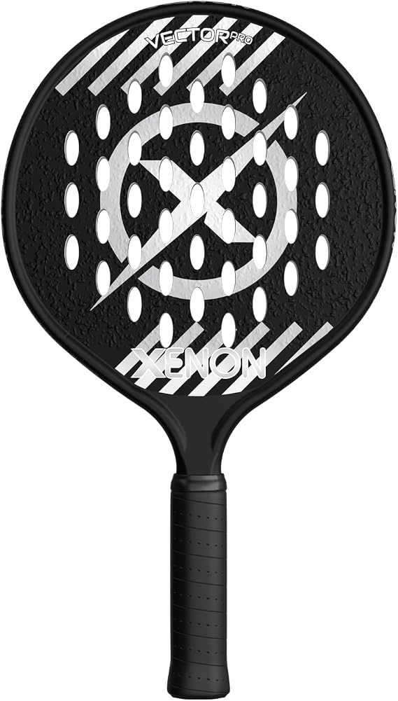 Vector Pro Spin Max Version 2 Platform Tennis Paddle by Xenon Paddle, Oversize Head, Even Balance Point, Medium Firmness Foam Core, Power and Control, 4.25 Grip, Black