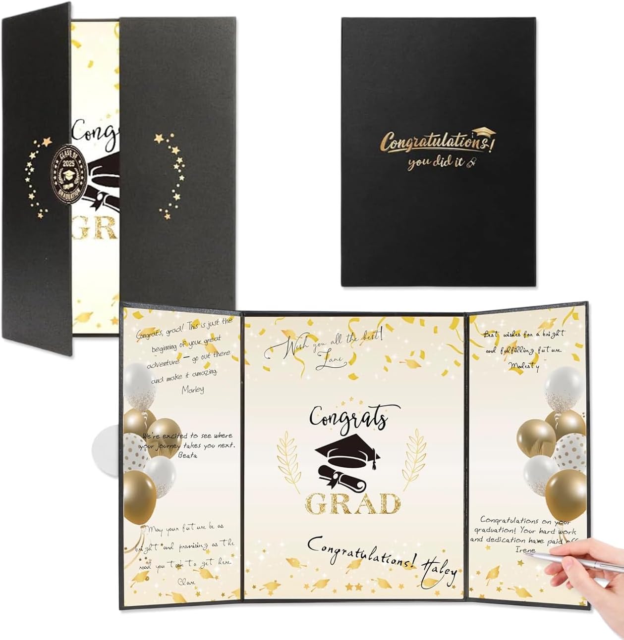 Graduation Guest Book 2025 Graduation Signature Book Sign in Card for Class of 2025 Graduation Party Decorations College High School Graduates Black Gold