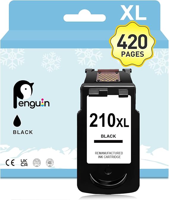 Penguin 210XL Black Ink Cartridge for Canon Pixma 210 Black Ink High Yield | For Canon Pixma MX340 MX320 MX410 MP280 MP480 MP230 MP250 IP2702 IP2700 Printers for Canon 210 Black Ink Cartridge