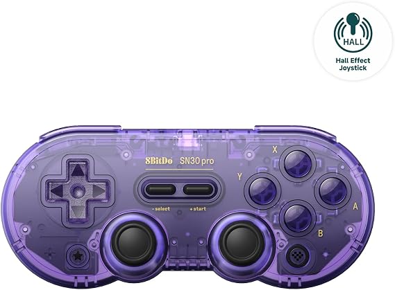 8Bitdo Sn30 Pro Bluetooth Kablosuz Hall Effect Oyun Kolu Mor Transparan- Nintendo Switch/Switch 2, PC, macOS, Android, Steam Deck & Raspberry Pi