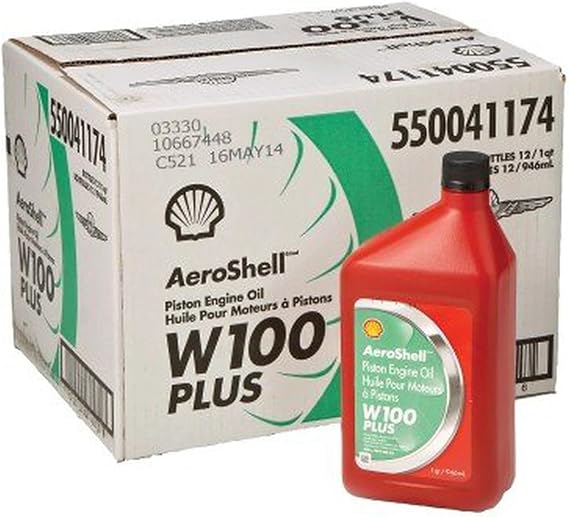 Oil W100 Plus SAE Grade 50 Ashless Dispersant Aircraft Oil - 12 Quart/Case